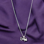 Load image into Gallery viewer, 925 Sterling Combo Of Silver Pink Mother of Pearl Bow Shaped Pendant with Chain
