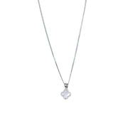 925 Sterling Combo Of Sterling Silver Pink Mother of Pearl Four-leaf Clover Pendant For Women