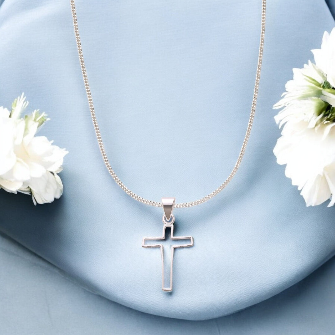 925 Sterling Silver Cross Pendant chain for Unisex