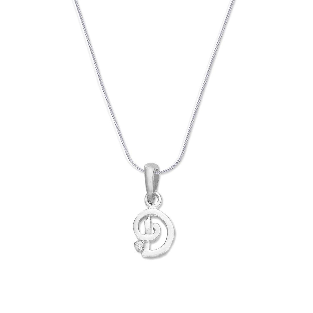 Taraash 925 Silver D Pendant Alphabet with Chain Unisex