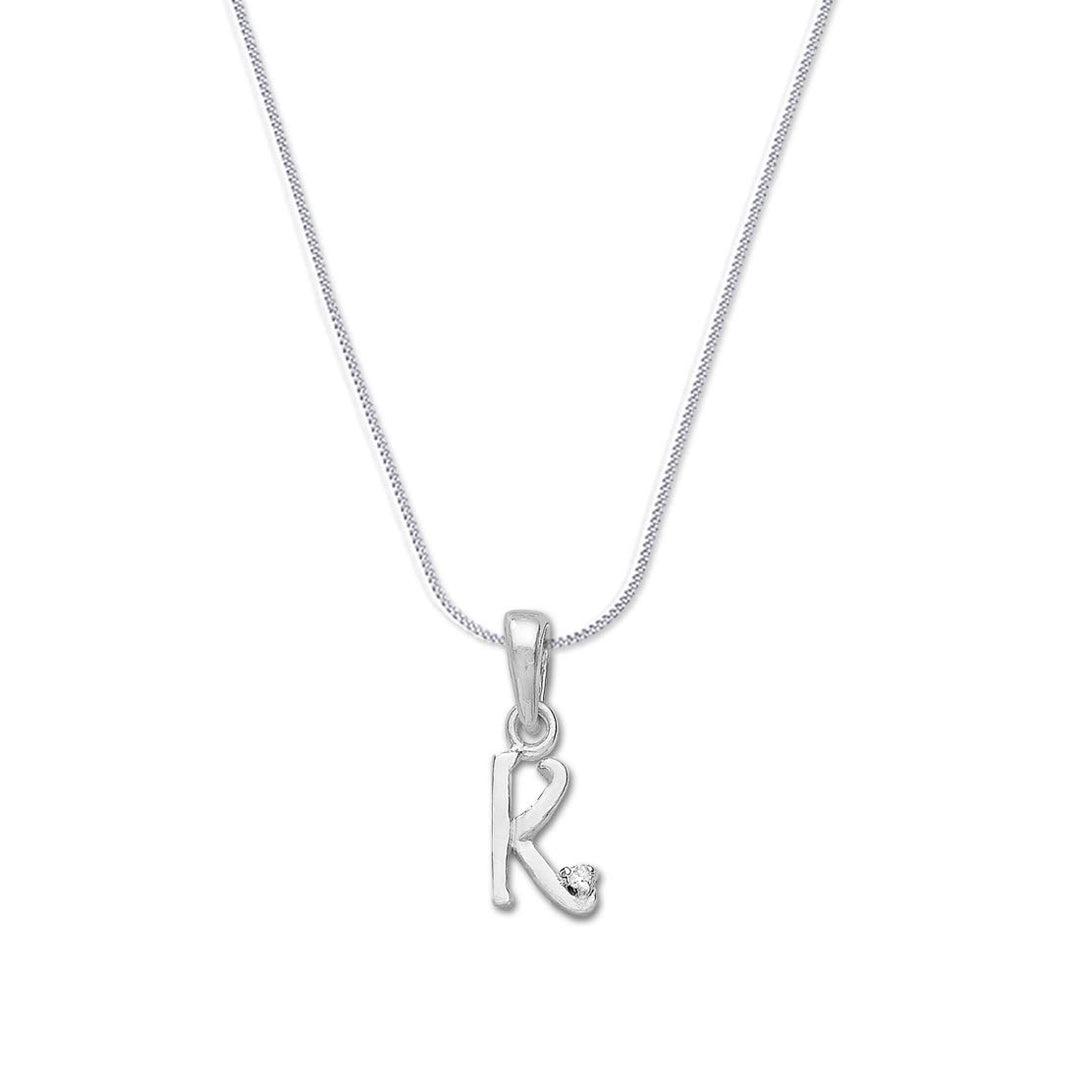Taraash 925 Silver K Alphabet Pendant Set Unisex with Chain