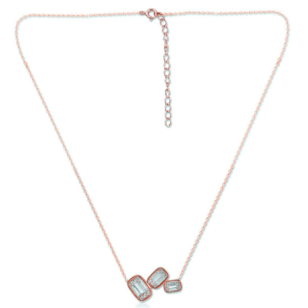 Taraash 925 Sterling Silver Rose Gold CZ Necklace For Women