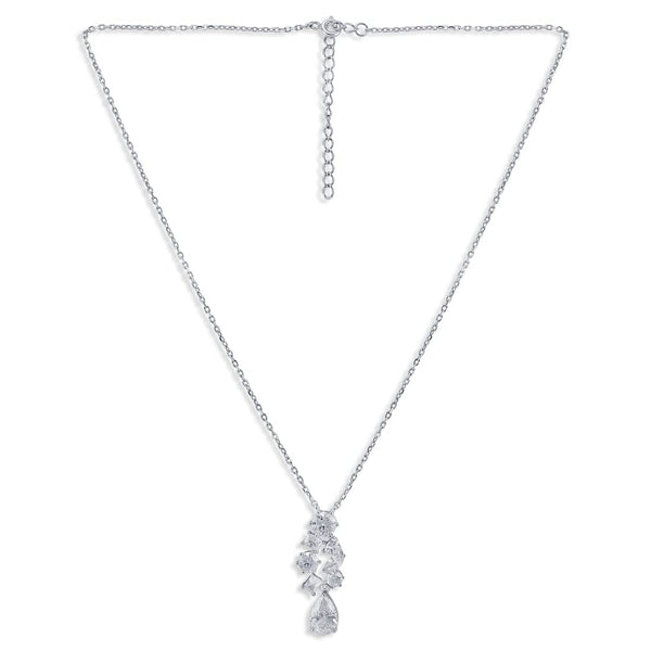 Taraash 925 Sterling Silver Solitaire CZ Pendant Set For Women