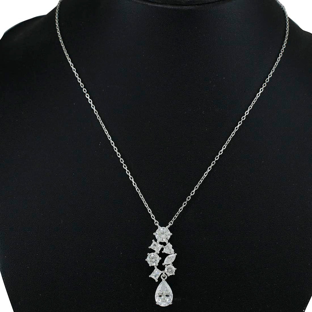 Taraash 925 Sterling Silver Solitaire CZ Jewellery Set For Women