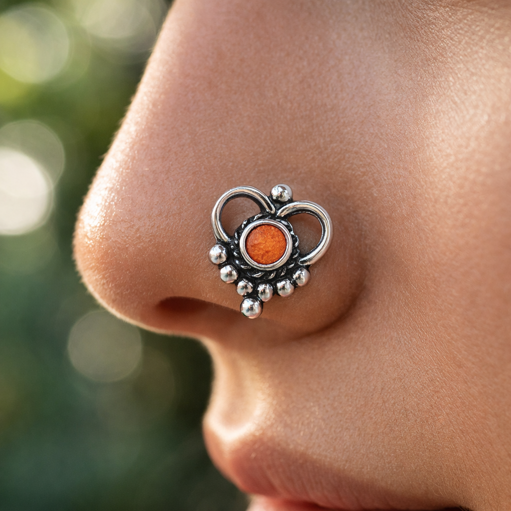 Taraash 925 Sterling silver CZ Heart Shape Nose Pin For Women NPNI-03O