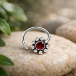 Load image into Gallery viewer, Taraash 925 Sterling Round Nose Ring  | Silver Nath | Fancy Nosepin For Women &amp; girls
