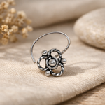 Load image into Gallery viewer, Taraash 925 Sterling Floral Nose Ring  | Antique Silver Nosepin | Fancy Nosepin For Women &amp; girls