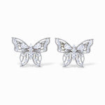 Load image into Gallery viewer, 925 Sterling Silver Butterfly CZ Stud Earrings for Women