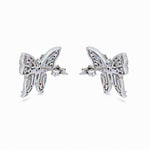 Load image into Gallery viewer, 925 Sterling Silver Butterfly CZ Stud Earrings for Women