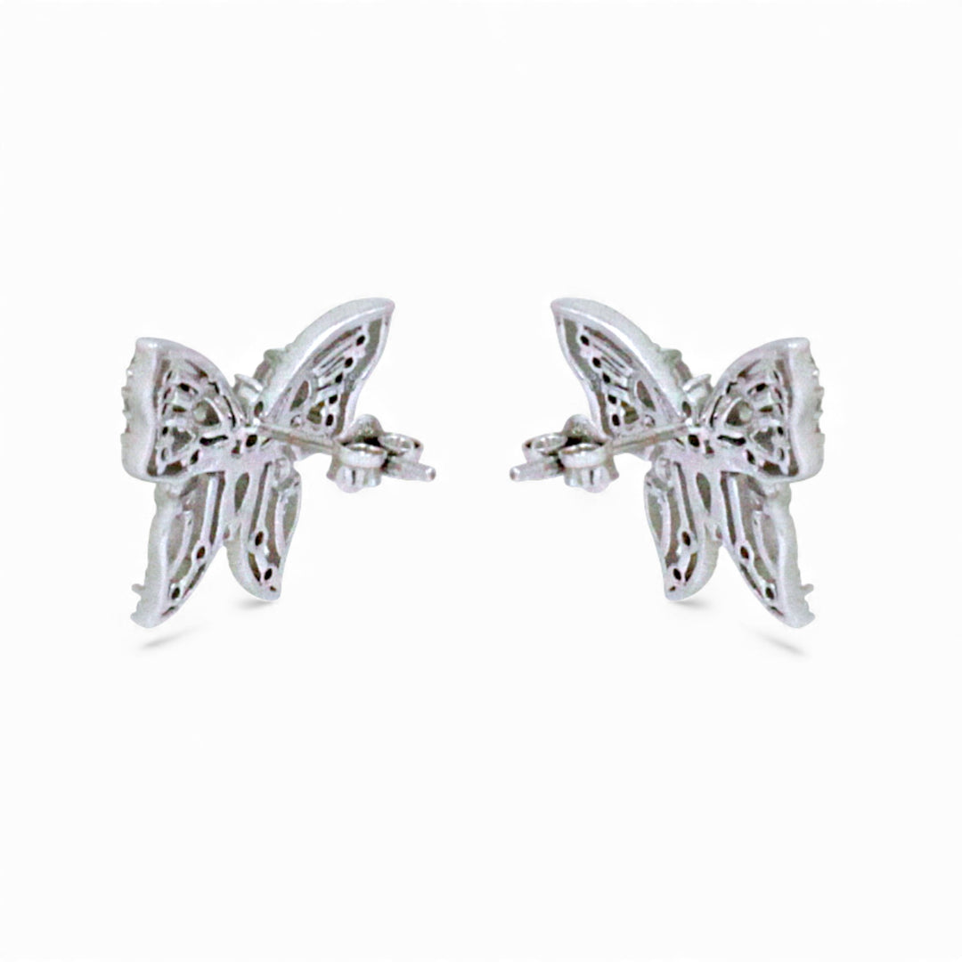 925 Sterling Silver Butterfly CZ Stud Earrings for Women