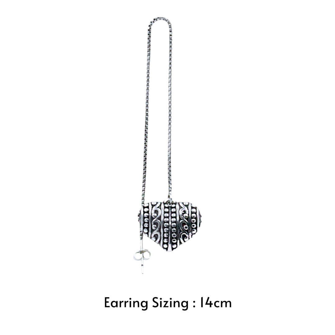 925 Sterling Silver Heart Dangler Earrings for Women