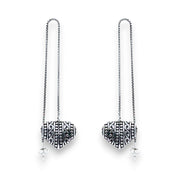 925 Sterling Silver Heart Dangler Earrings for Women