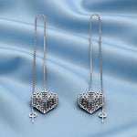 Load image into Gallery viewer, 925 Sterling Silver Heart Dangler Earrings for Women