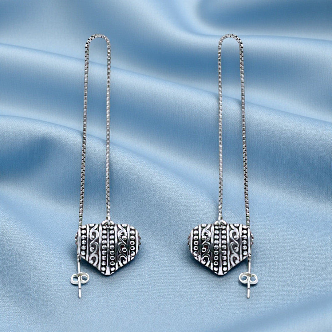 925 Sterling Silver Heart Dangler Earrings for Women