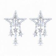 925 Sterling Silver Star CZ Dangler Earrings for Women