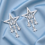 Load image into Gallery viewer, 925 Sterling Silver Star CZ Dangler Earrings for Women