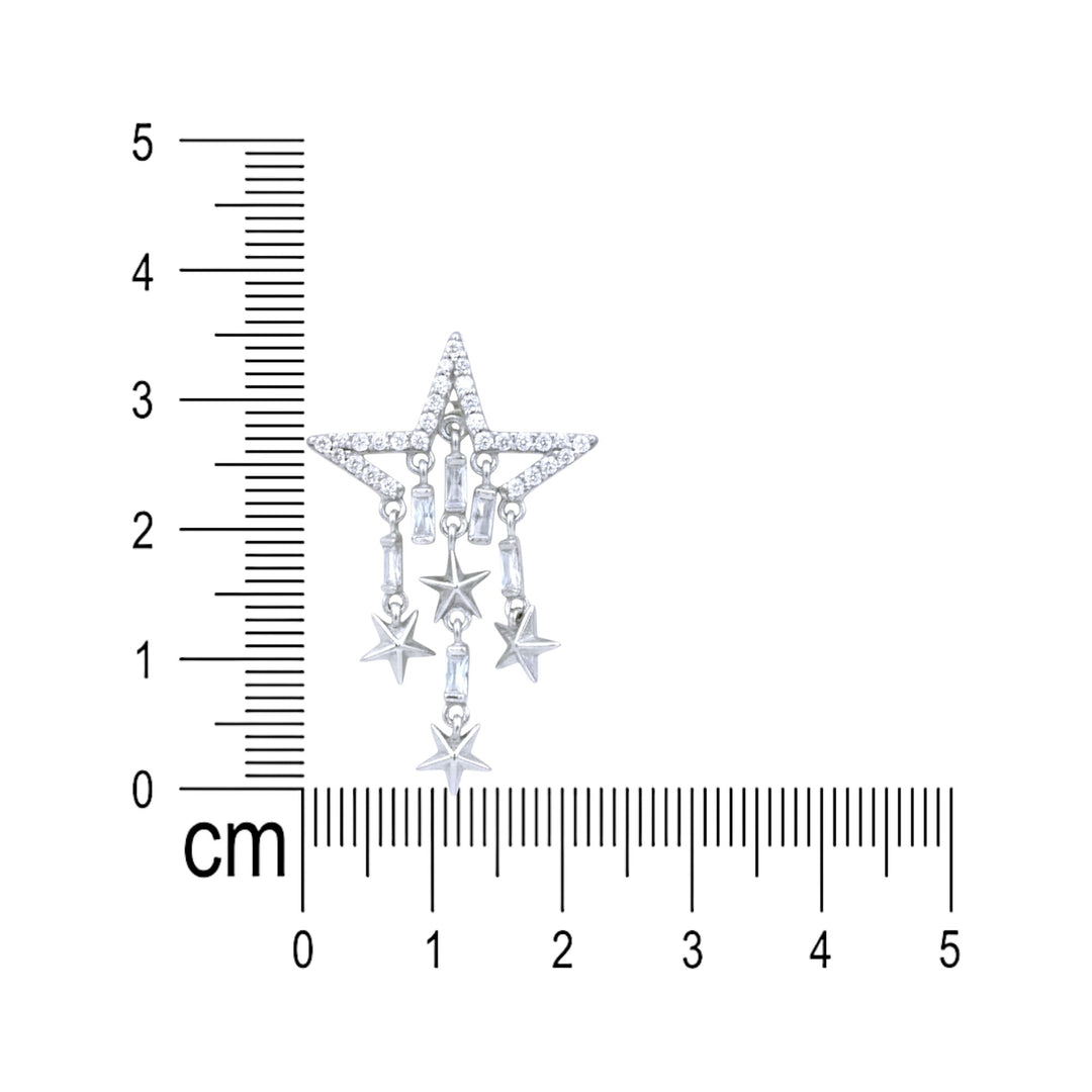 925 Sterling Silver Star CZ Dangler Earrings for Women