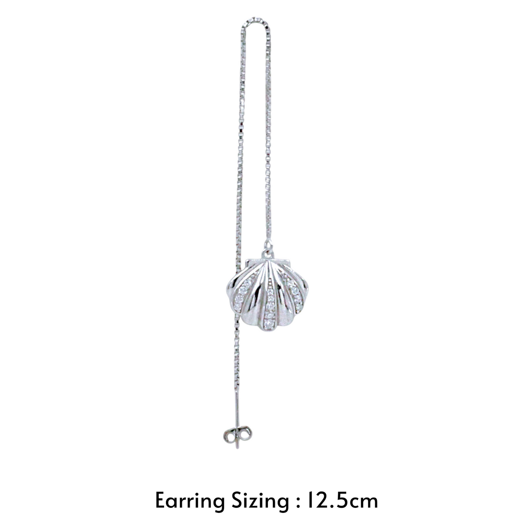 925 Sterling Silver Sea Shell CZ Dangler Earrings for Women