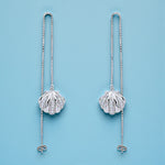 Load image into Gallery viewer, 925 Sterling Silver Sea Shell CZ Dangler Earrings for Women