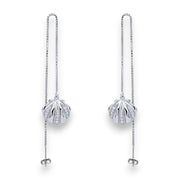 925 Sterling Silver Sea Shell CZ Dangler Earrings for Women