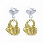 Load image into Gallery viewer, 925 Sterling Silver Two-Tone Heart Design Drop Earrings for Women