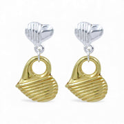 925 Sterling Silver Two-Tone Heart Design Drop Earrings for Women