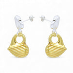 Load image into Gallery viewer, 925 Sterling Silver Two-Tone Heart Design Drop Earrings for Women