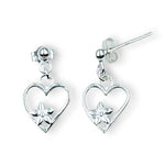 Load image into Gallery viewer, 925 Sterling Silver Floral Heart Drop Earrings for Women

