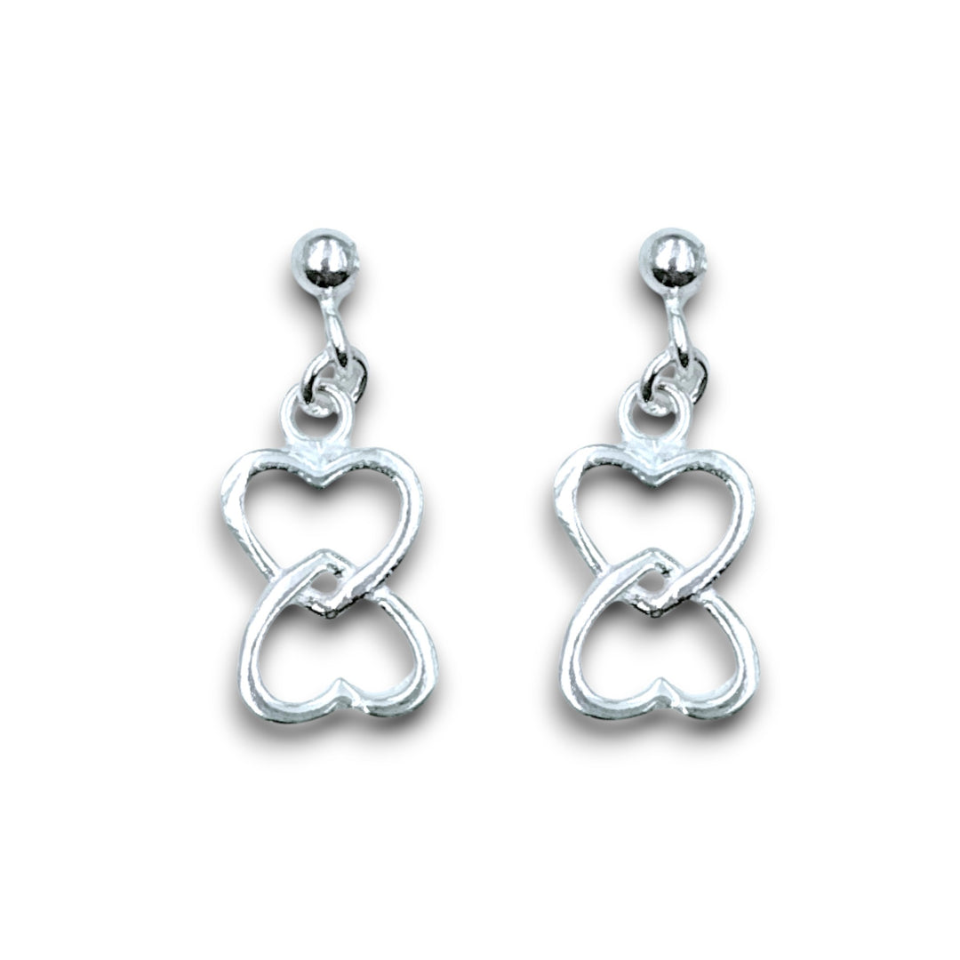 925 Sterling Silver Interlocking Heart Earrings For Women