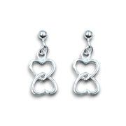 925 Sterling Silver Interlocking Heart Earrings For Women