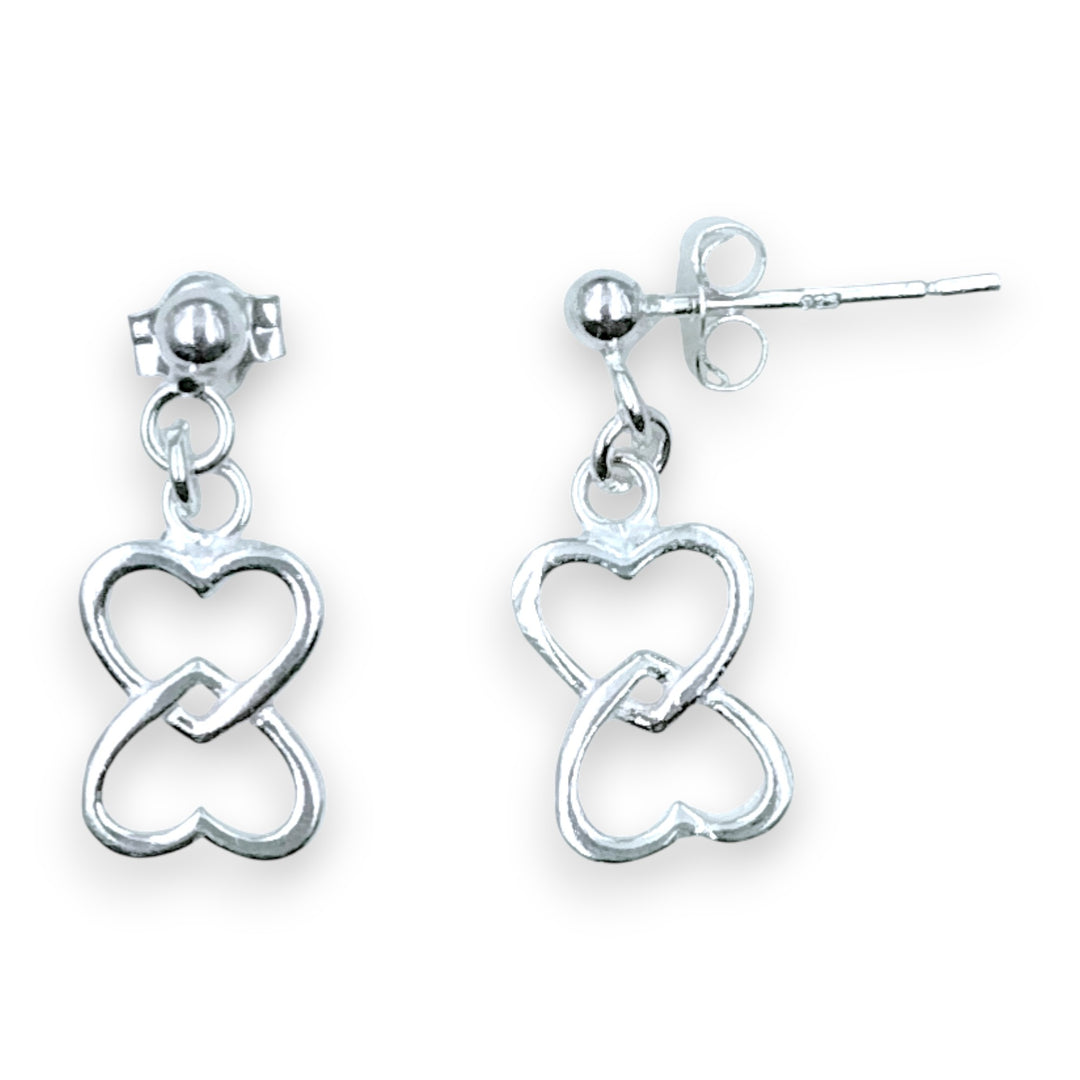 925 Sterling Silver Interlocking Heart Earrings For Women