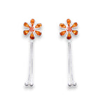 Load image into Gallery viewer, 925 Sterling Silver Orange Floral Dangling Earrings for Women
