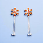 Load image into Gallery viewer, 925 Sterling Silver Orange Floral Dangling Earrings for Women
