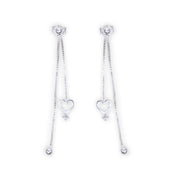 925 Sterling Silver CZ Heart Chain Drop Earring for Women