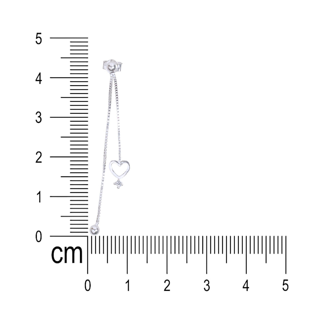 925 Sterling Silver CZ Heart Chain Drop Earring for Women