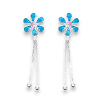 Load image into Gallery viewer, 925 Sterling Silver Blue Floral Dangling Earrings for Women
