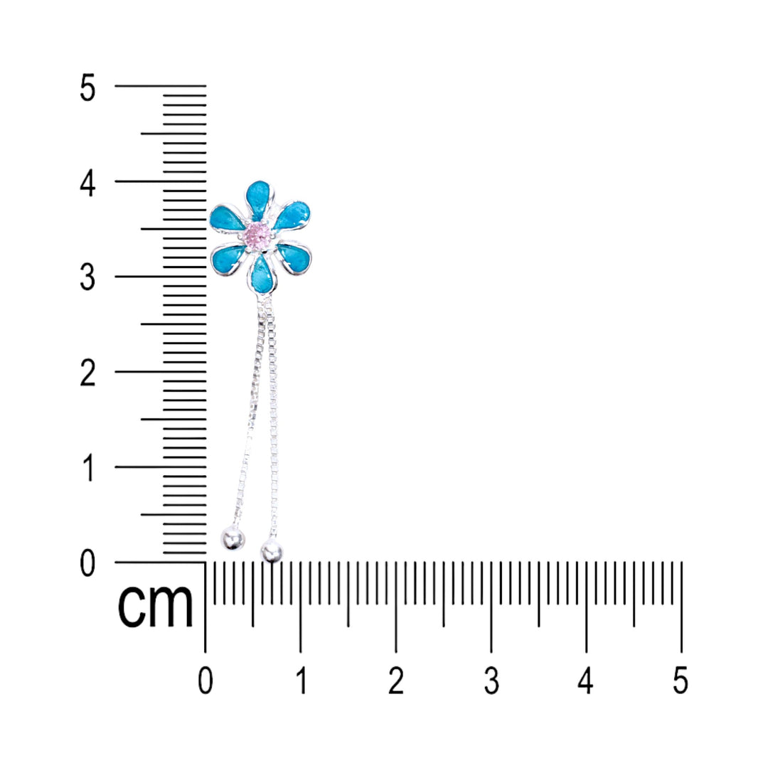 925 Sterling Silver Blue Floral Dangling Earrings for Women