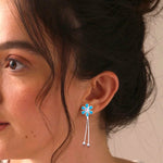 Load image into Gallery viewer, 925 Sterling Silver Blue Floral Dangling Earrings for Women
