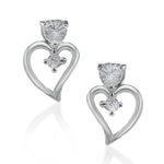 Load image into Gallery viewer, Taraash 925 Sterling Silver CZ Heart Stud Earrings For Women