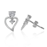 Load image into Gallery viewer, Taraash 925 Sterling Silver CZ Heart Stud Earrings For Women