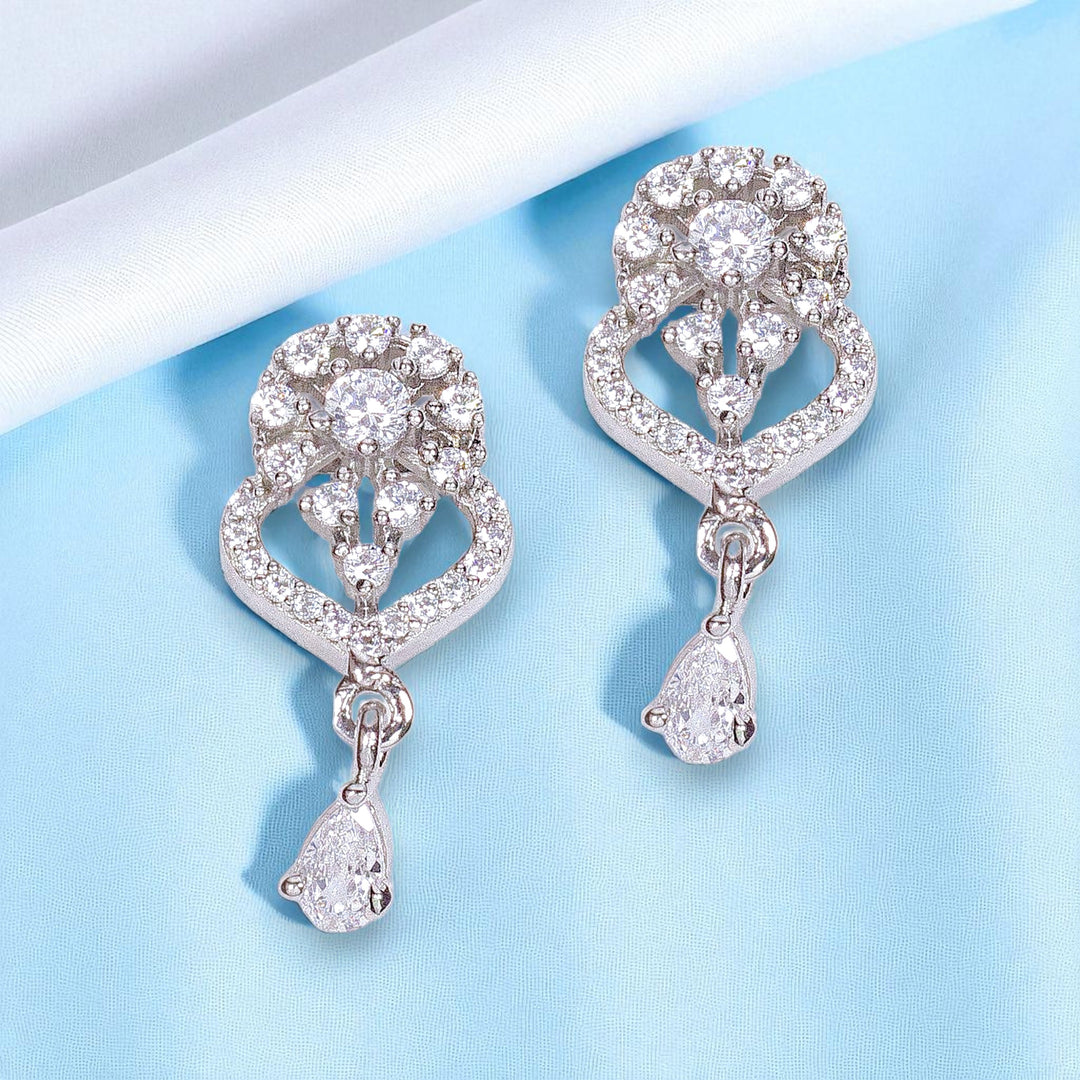 925 Sterling Silver Drop Design Stud Earrings for Women