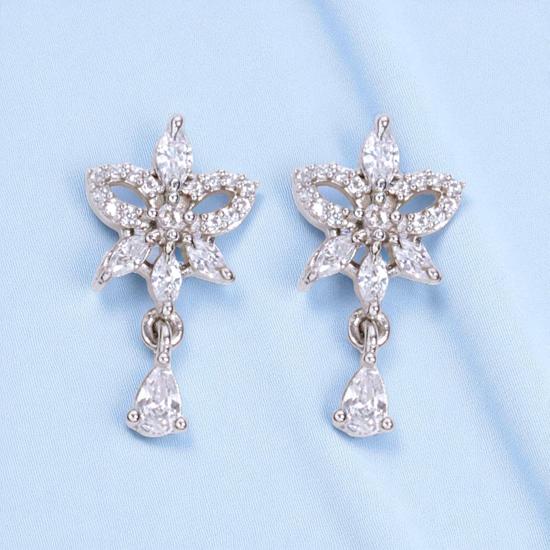925 Sterling Silver Butterfly CZ Drop Design Earrings Women