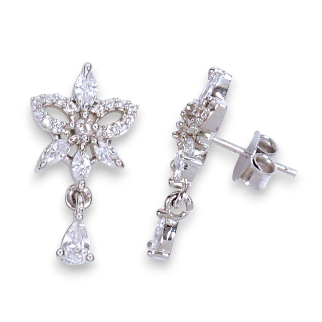 925 Sterling Silver Butterfly CZ Drop Design Earrings Women