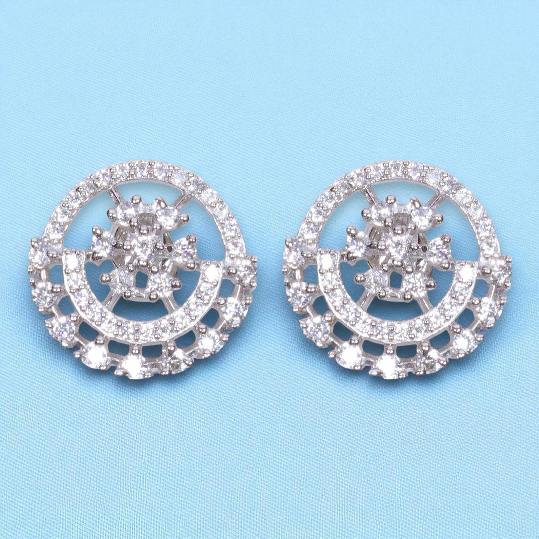 925 Sterling Silver Round CZ  Earrings for Women