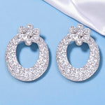 Load image into Gallery viewer, 925 Sterling Silver Studs Circular Drop Floral CZ Earrings Women
