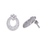 Load image into Gallery viewer, 925 Sterling Silver Studs Circular Drop Floral CZ Earrings Women
