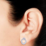 Load image into Gallery viewer, 925 Sterling Silver Studs Circular Drop Floral CZ Earrings Women
