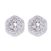 925 Sterling Silver Floral CZ Stud Earrings for Women
