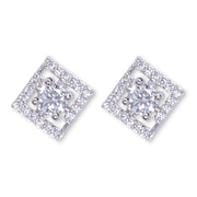 925 Sterling Silver Square CZ Stud Earrings for Women