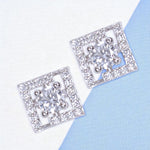 Load image into Gallery viewer, 925 Sterling Silver Square CZ Stud Earrings for Women
